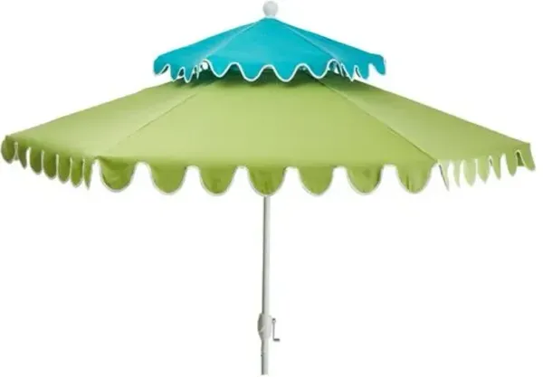 Ginnny Two-Tier Patio Umbrella - Aqua/Green