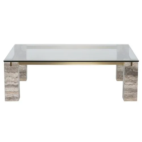 Palmer Coffee Table - Travertine Marble - White