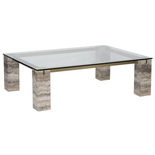 Palmer Coffee Table - Travertine Marble - White