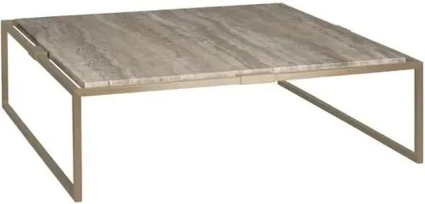 Square Coffee Table - Gold/Gray Travertine