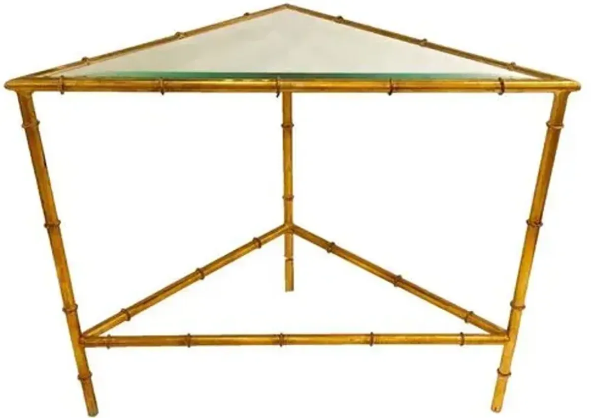 Triangle Side Table - Antiqued Gold