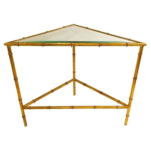 Triangle Side Table - Antiqued Gold