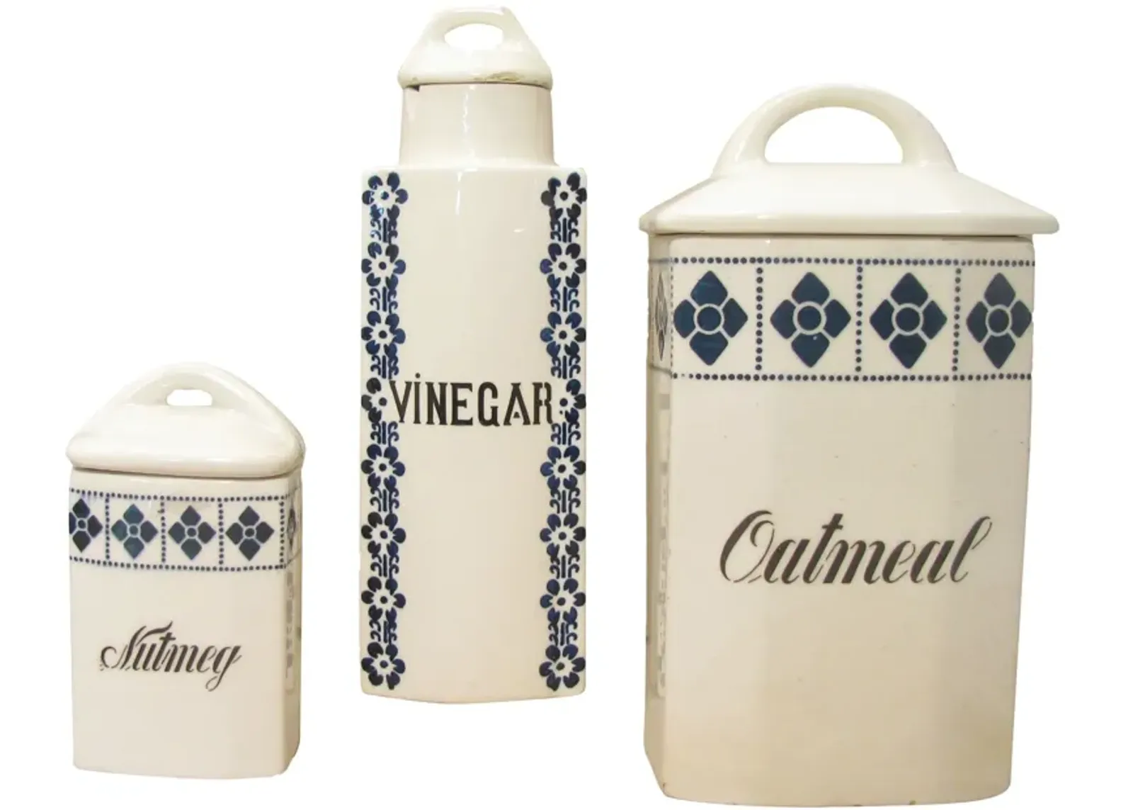 Blue & White Canisters - Set of 3 - Chez Vous