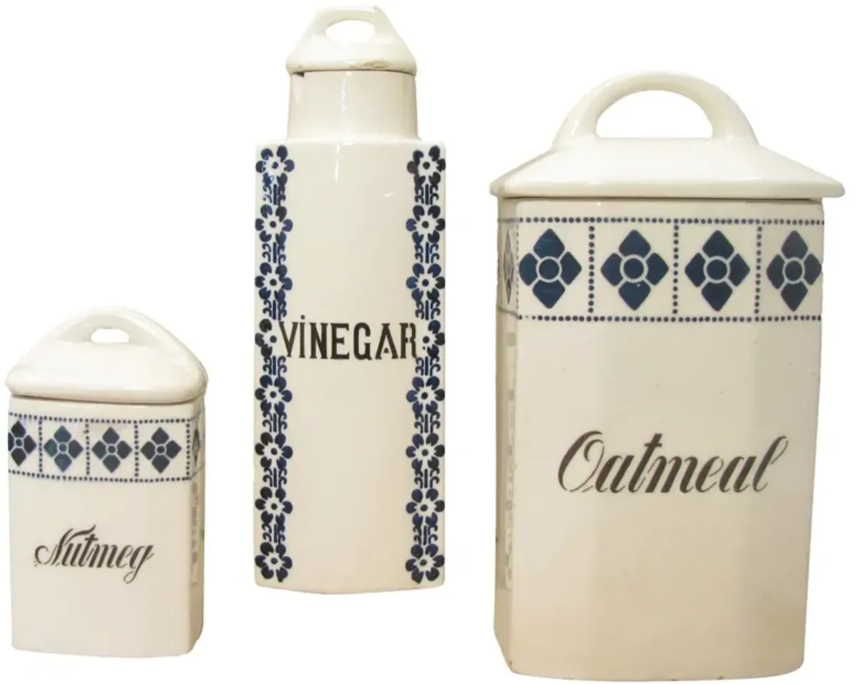 Blue & White Canisters - Set of 3 - Chez Vous