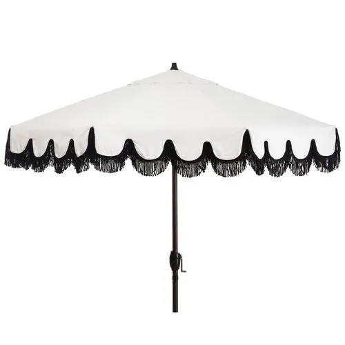 Phoebe Fringe Patio Umbrella - White/Black