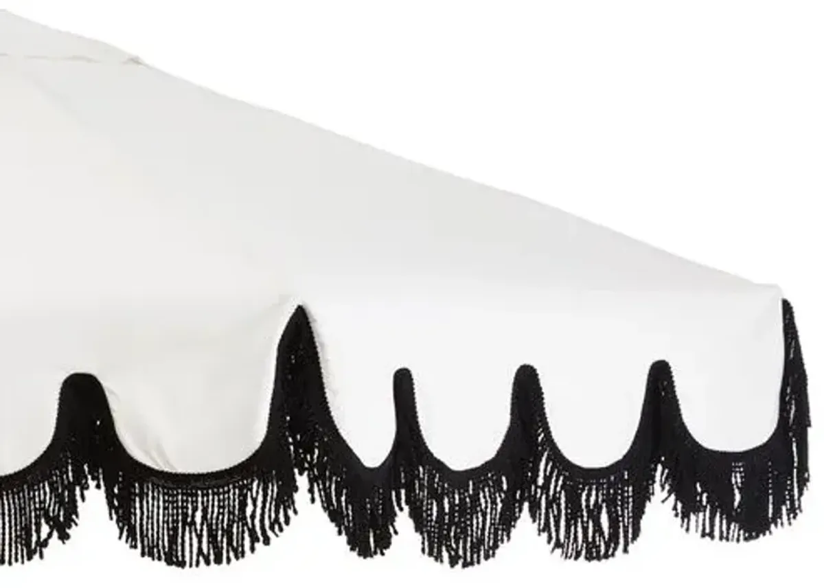 Phoebe Fringe Patio Umbrella - White/Black