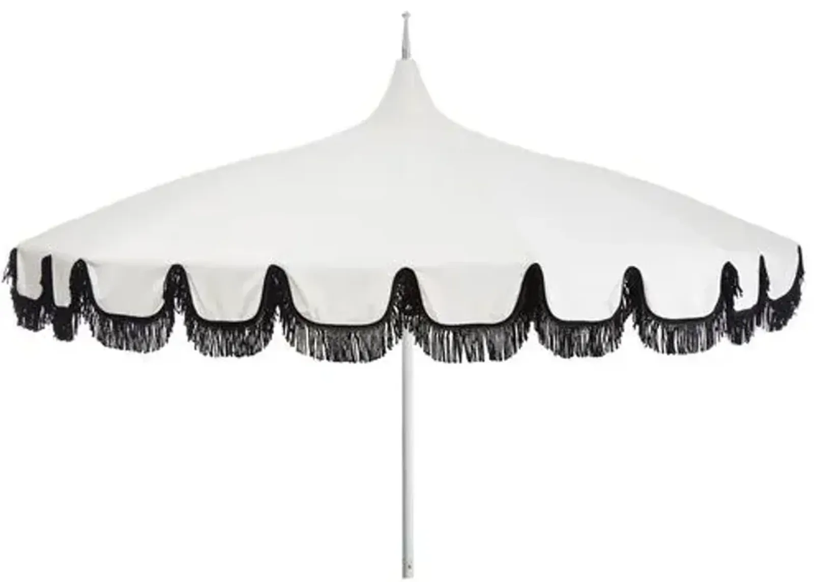 Aya Pagoda Fringe Patio Umbrella - White/Black