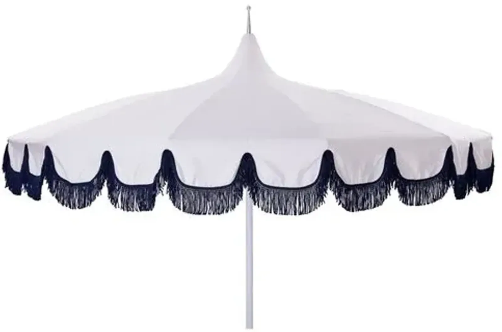 Aya Pagoda Fringe Patio Umbrella - White/Navy