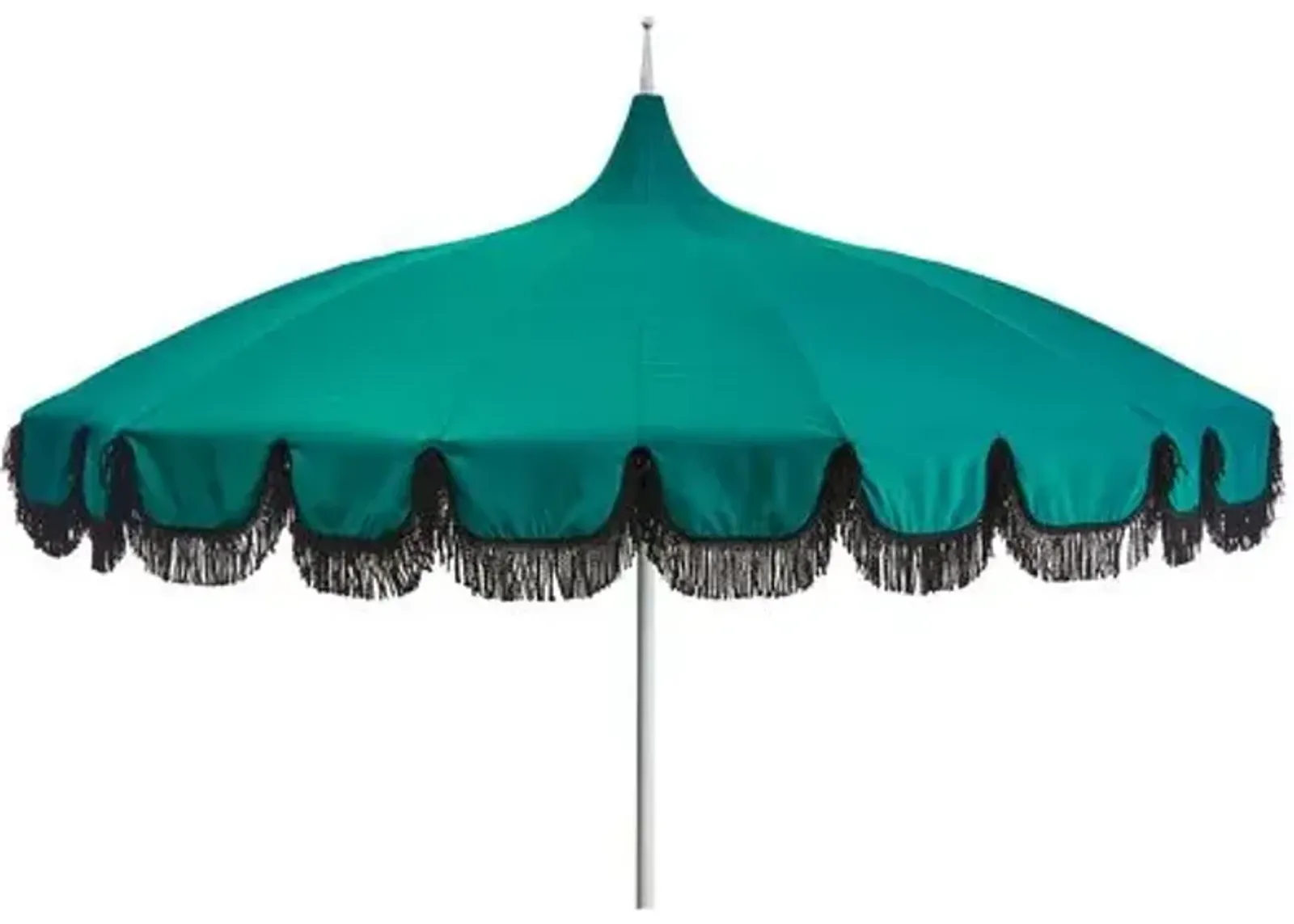 Aya Pagoda Fringe Patio Umbrella - Teal/Black - Green