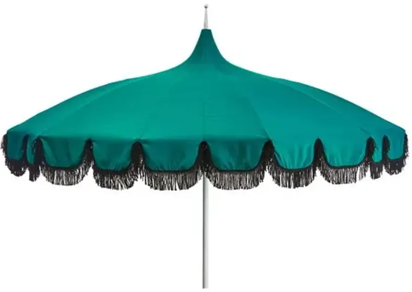 Aya Pagoda Fringe Patio Umbrella - Teal/Black - Green