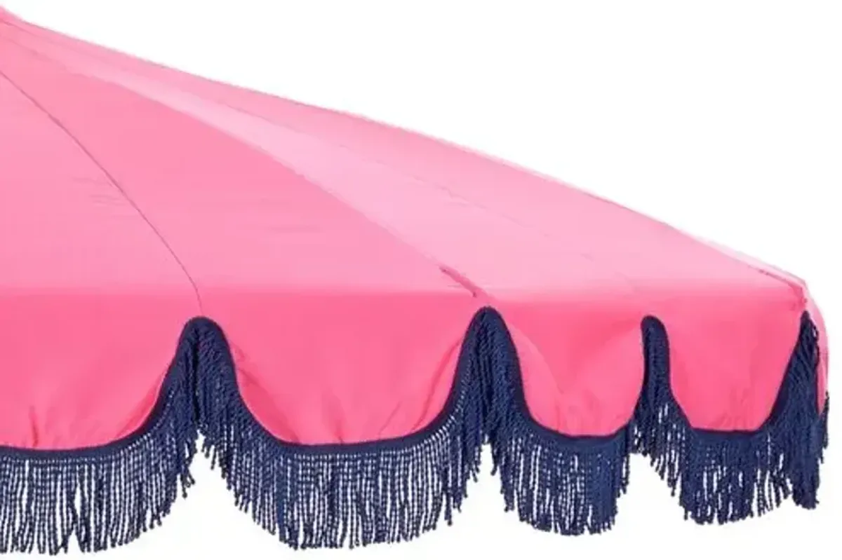 Aya Pagoda Fringe Patio Umbrella - Pink/Navy