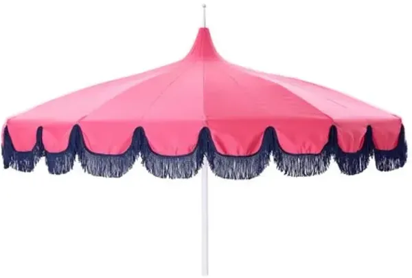 Aya Pagoda Fringe Patio Umbrella - Sunbrella - Pink