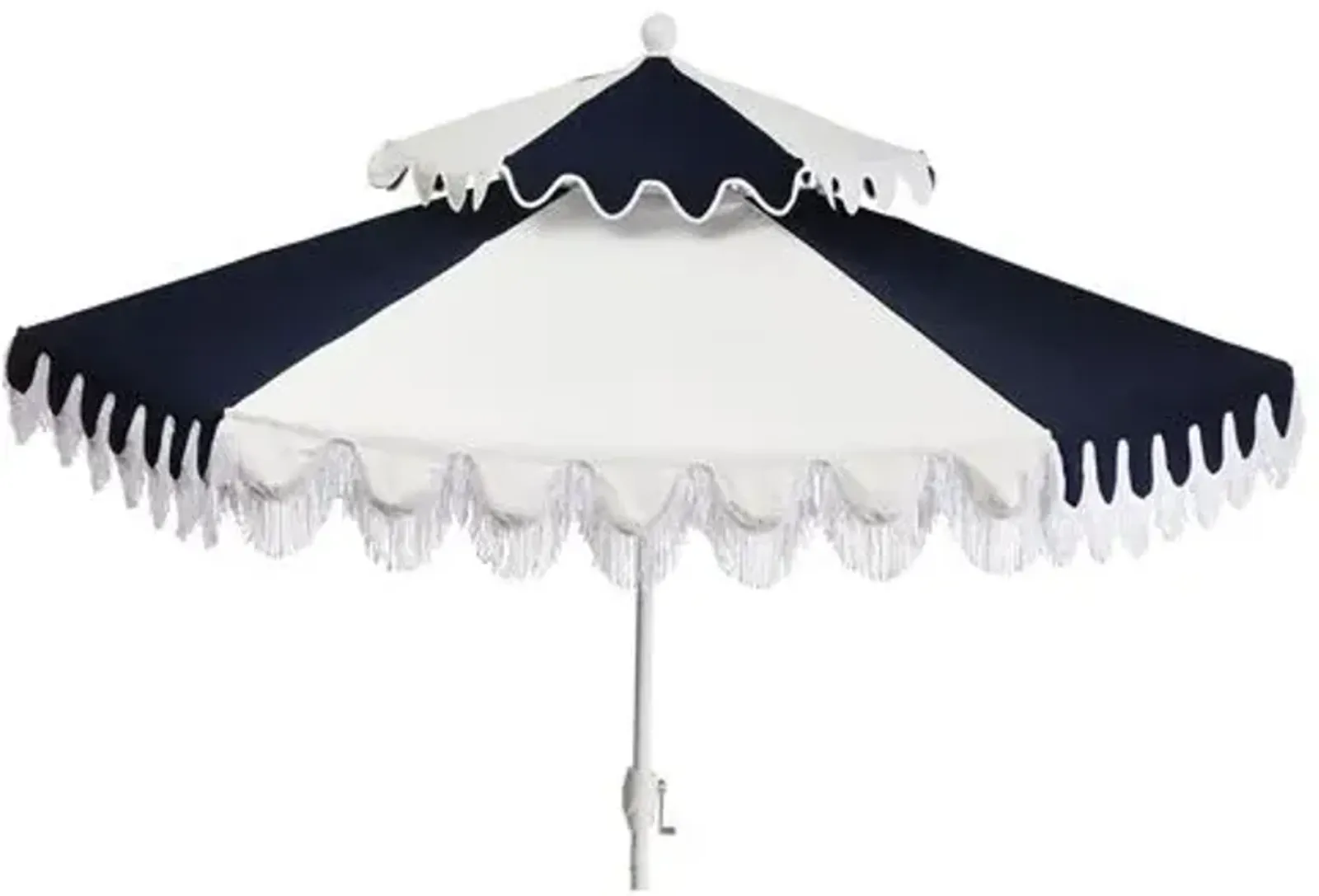 Ginny Two-Tier Patio Umbrella - Navy/White - Blue