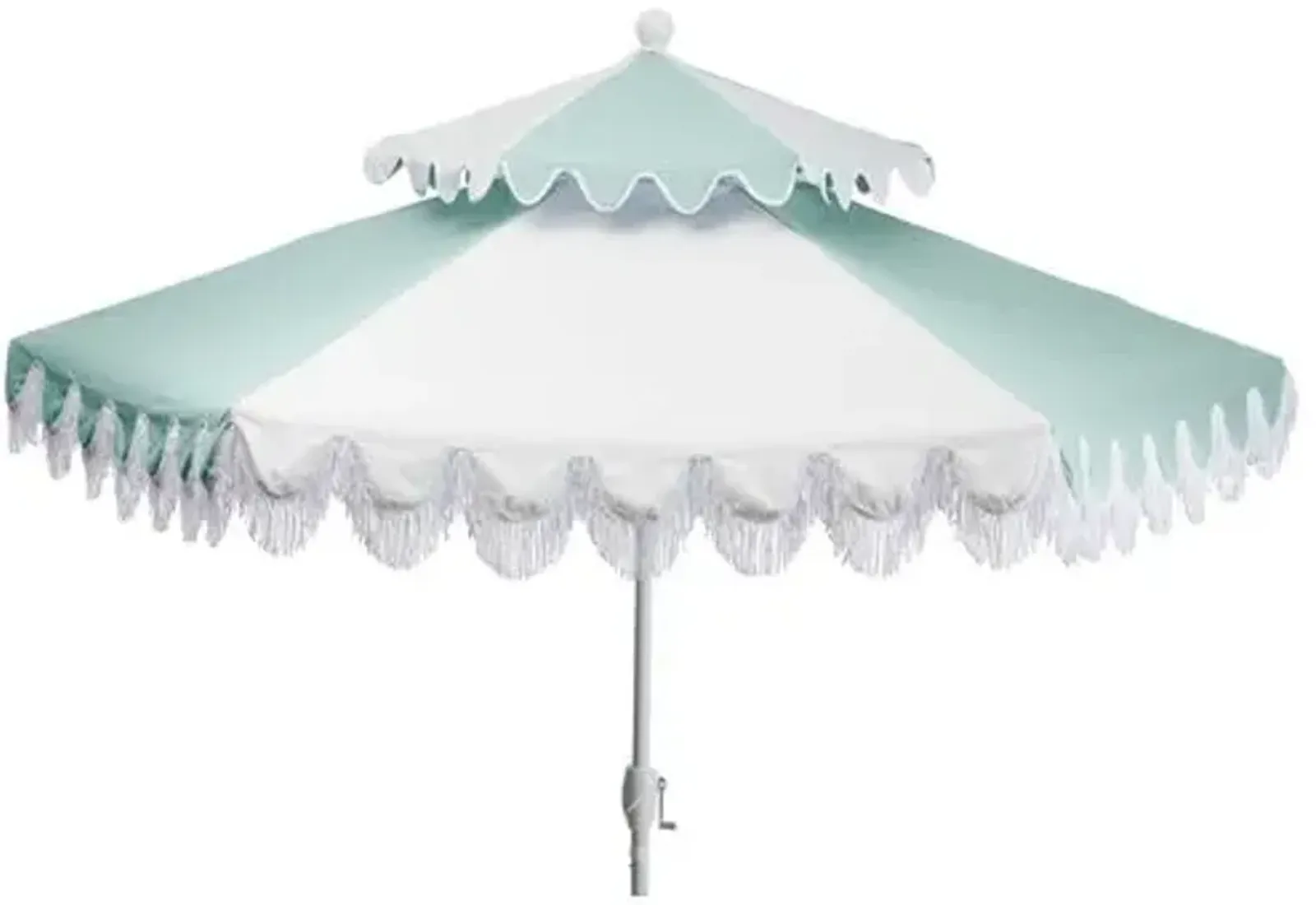 Ginny Two-Tier Patio Umbrella - Mint/White - Green