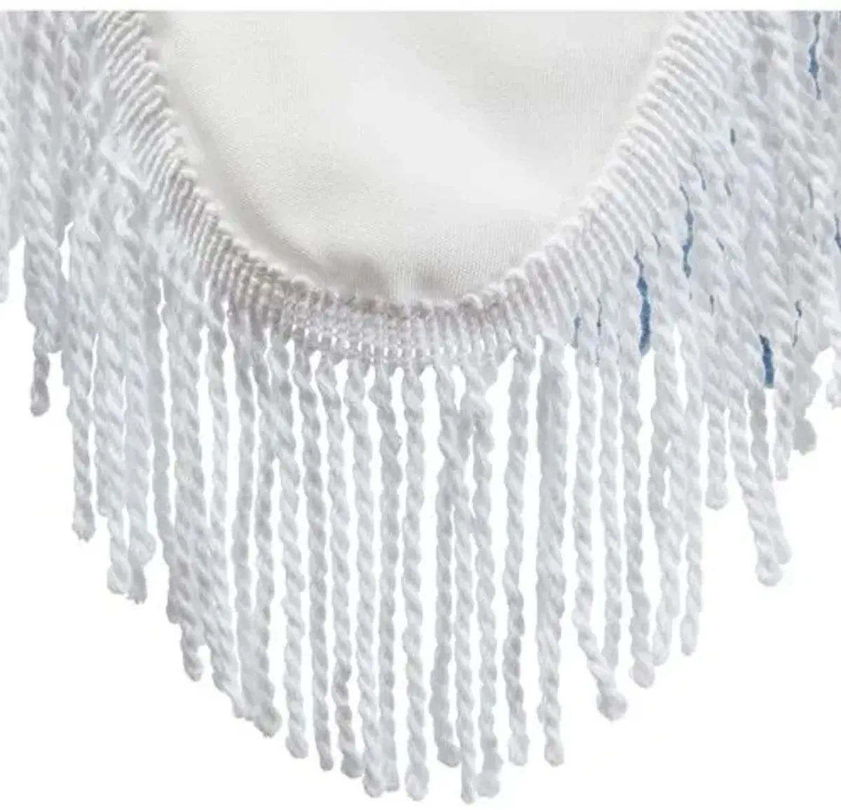 Ginny Two-Tier Two-Tone Fringe Patio Umbrella - Sunbrella - Blue