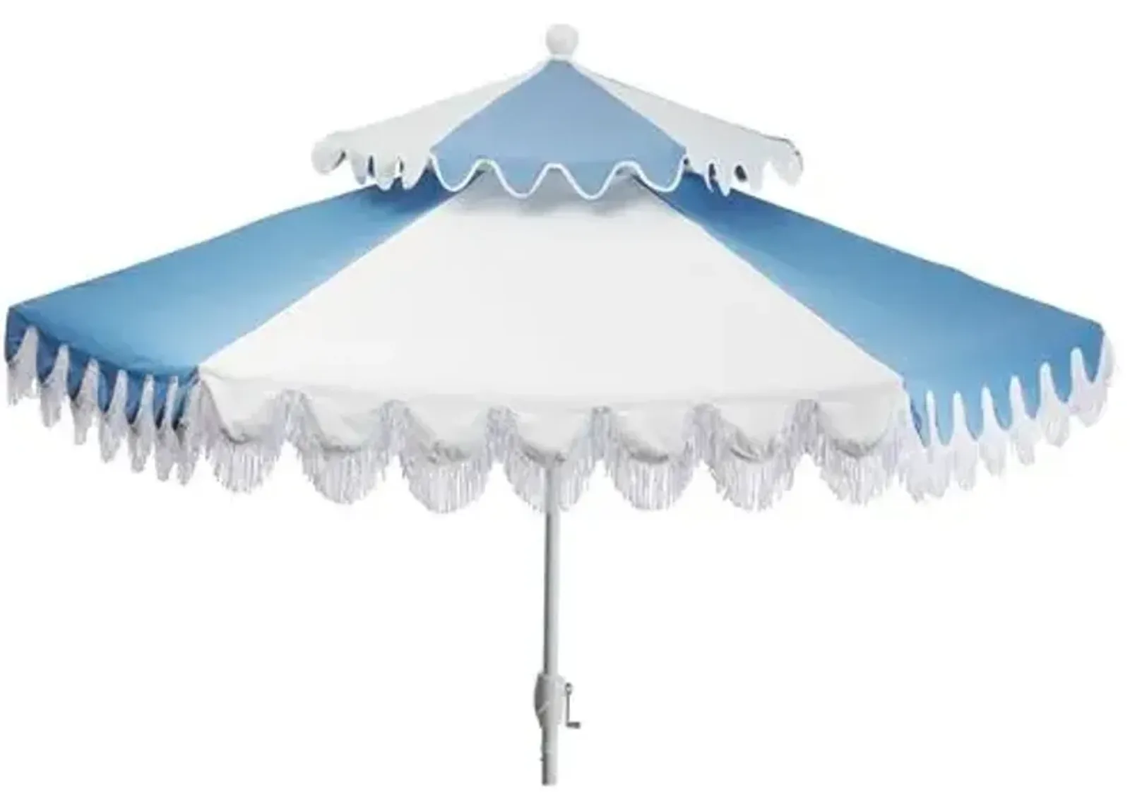 Ginny Two-Tier Patio Umbrella - Ocean Blue/White