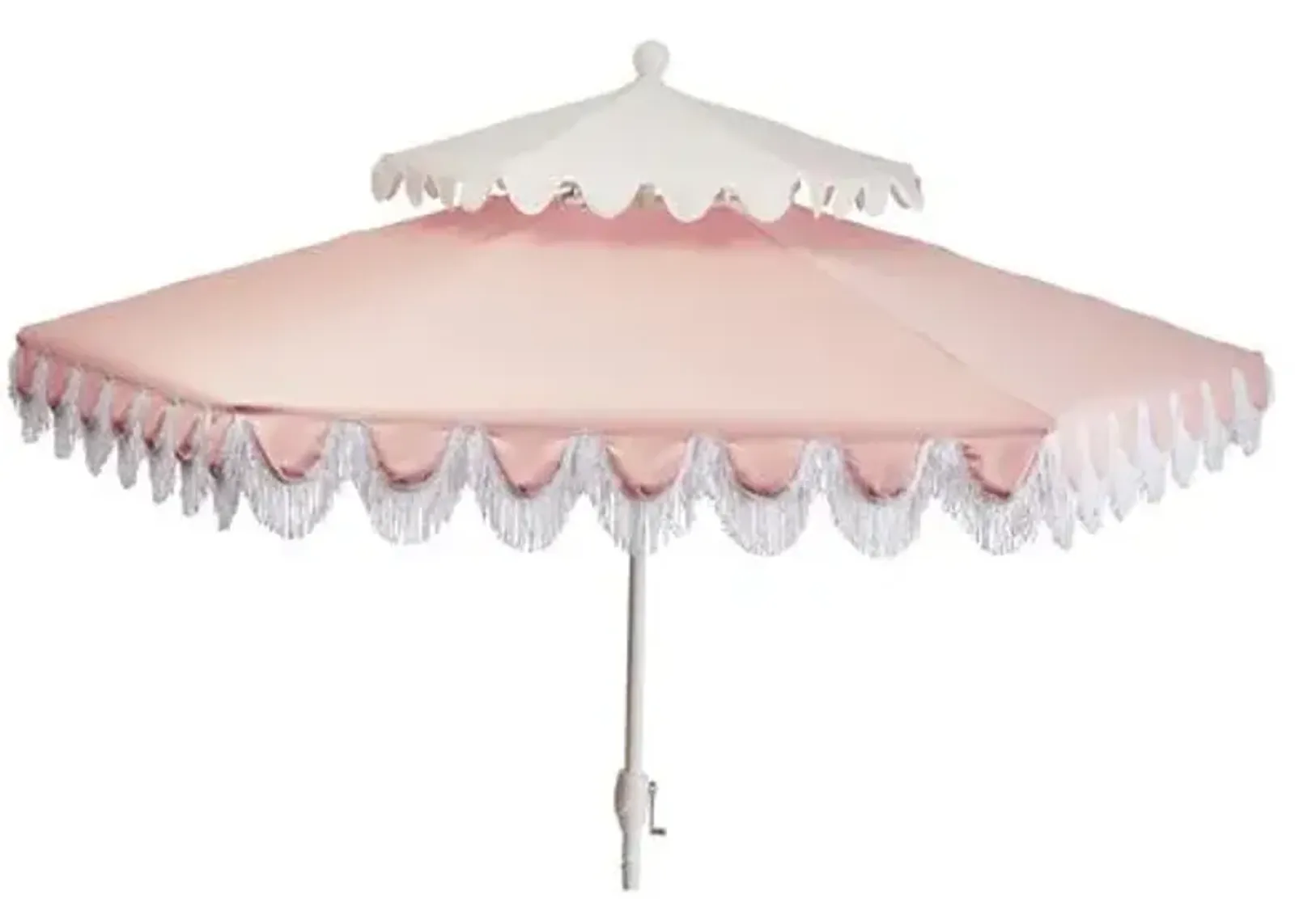 Ginnny Two-Tier Patio Umbrella - Light Pink/White