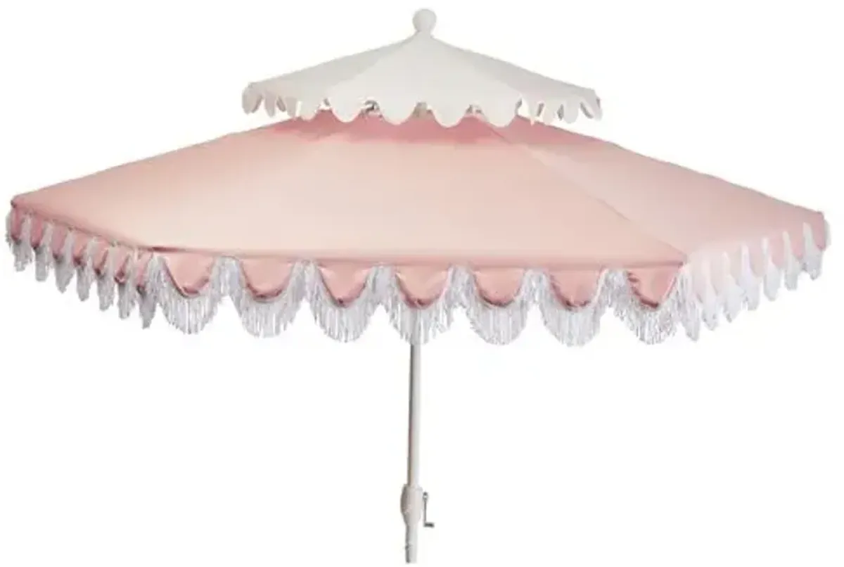 Ginnny Two-Tier Patio Umbrella - Light Pink/White