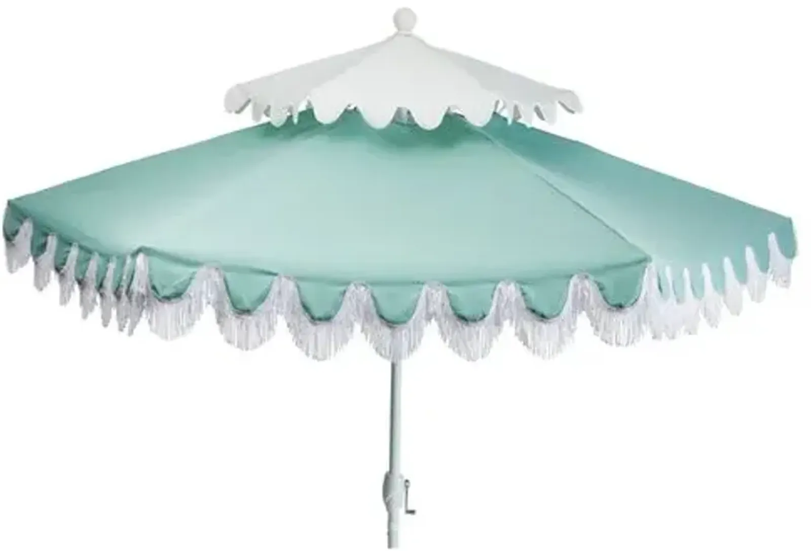 Ginnny Two-Tier Patio Umbrella - Mint/White - Blue