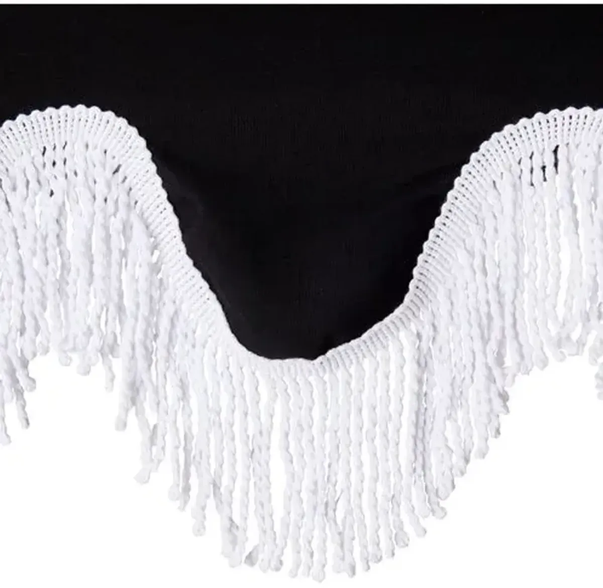 Hannah Two-Tier Square Fringe Patio Umbrella - Sunbrella - Black