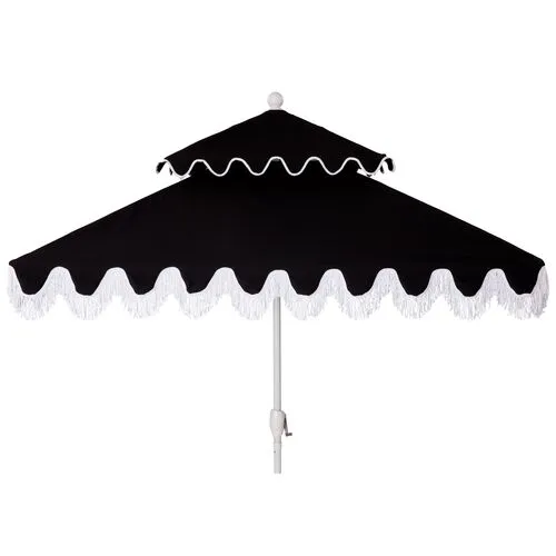 Hannah Two-Tier Square Patio Umbrella - Black/White