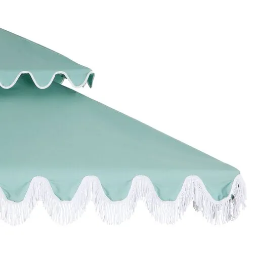 Hannah Two-Tier Square Patio Umbrella - Mint/White - Green