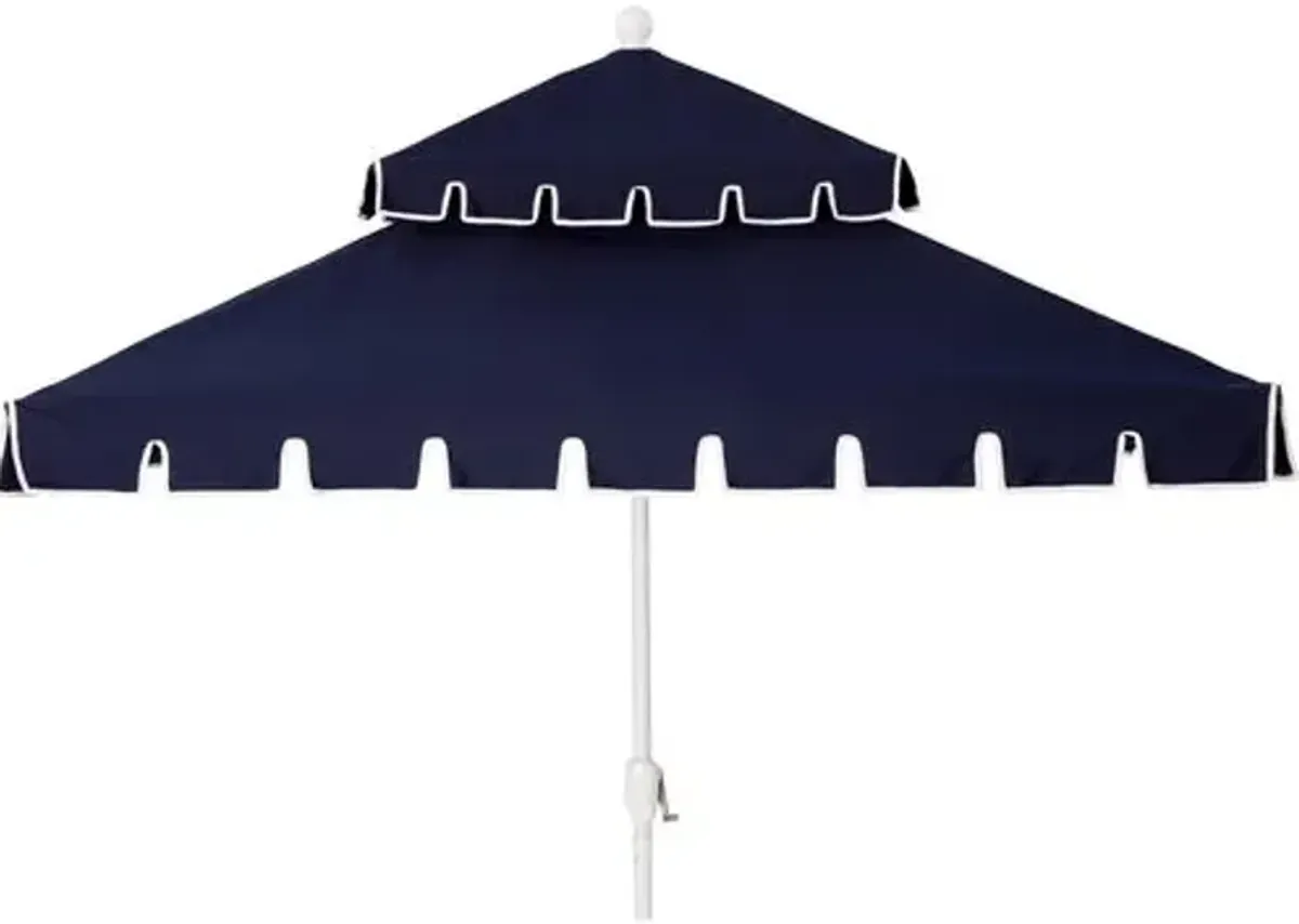 Liz Two-Tier Square Patio Umbrella - Sunbrella - Blue