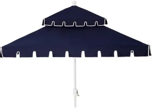 Liz Two-Tier Square Patio Umbrella - Sunbrella - Blue