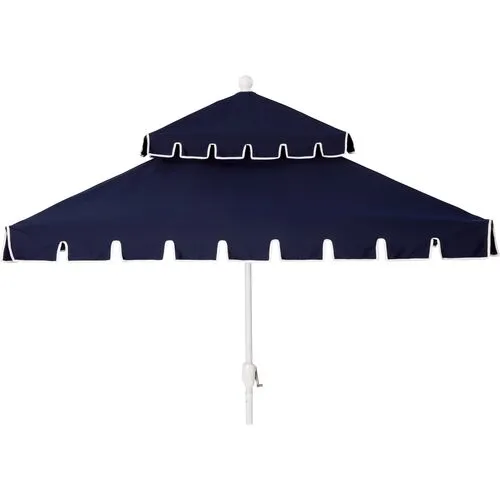 Liz Two-Tier Square Patio Umbrella - Navy - Blue