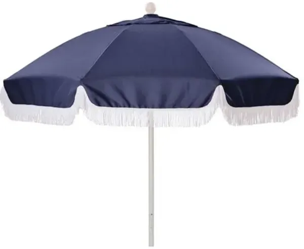 Elle Round Fringe Patio Umbrella - Sunbrella - Blue