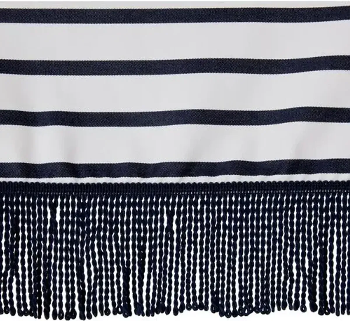 Elle Round Fringe Patio Umbrella - Sunbrella Stripe - Blue