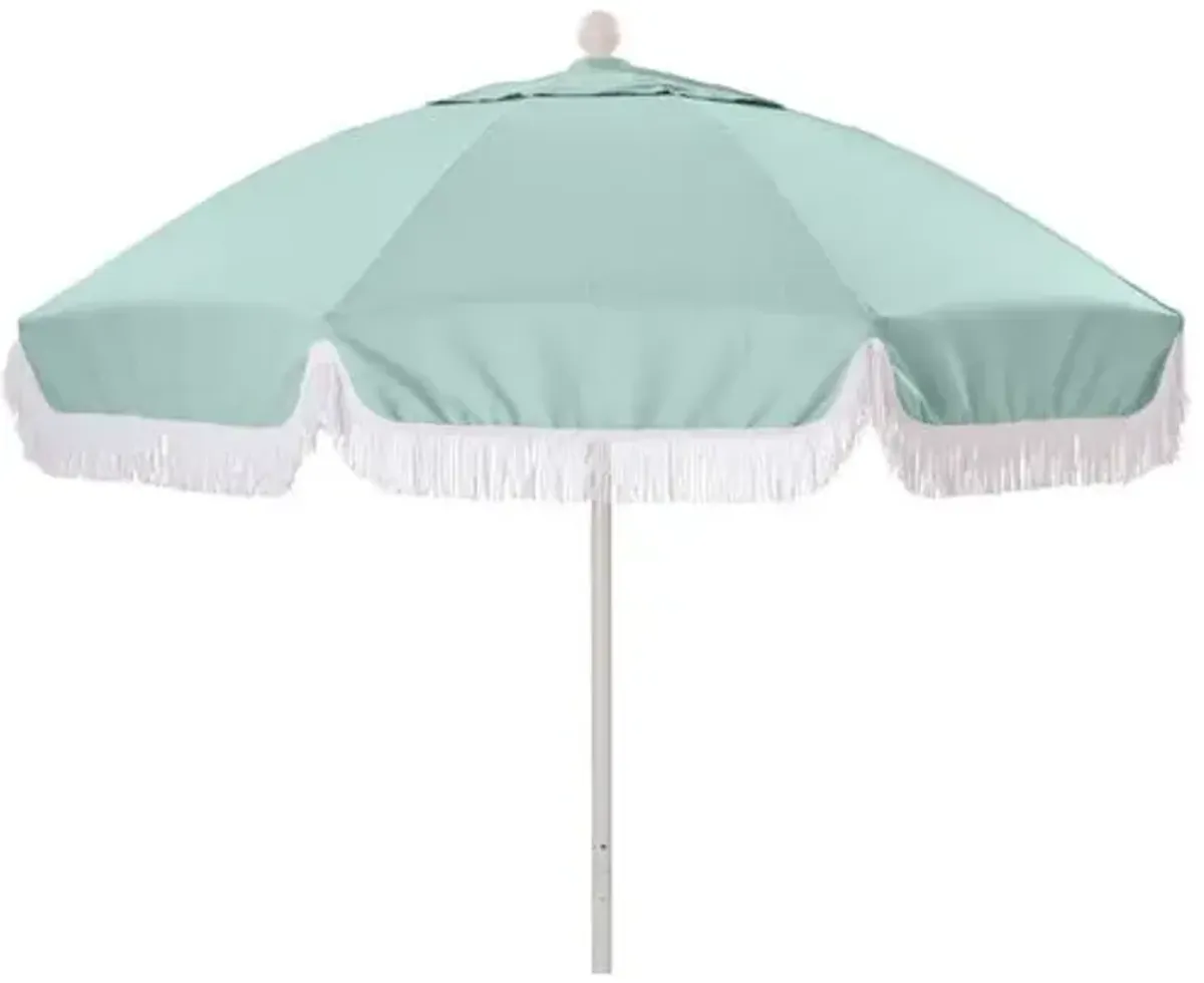 Elle Round Fringe Patio Umbrella - Sunbrella - Green