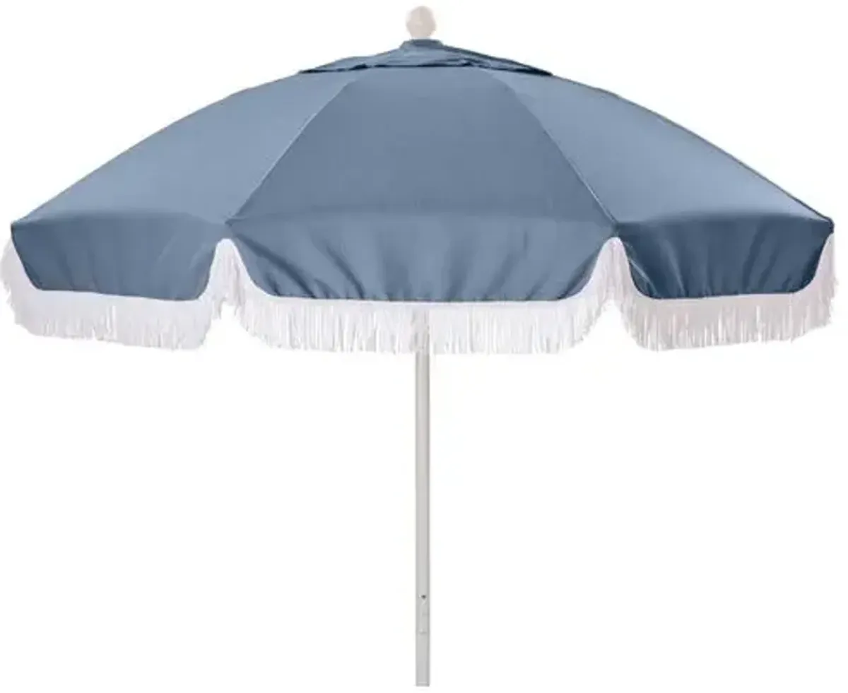 Elle Round Patio Umbrella - Ocean/White - Blue