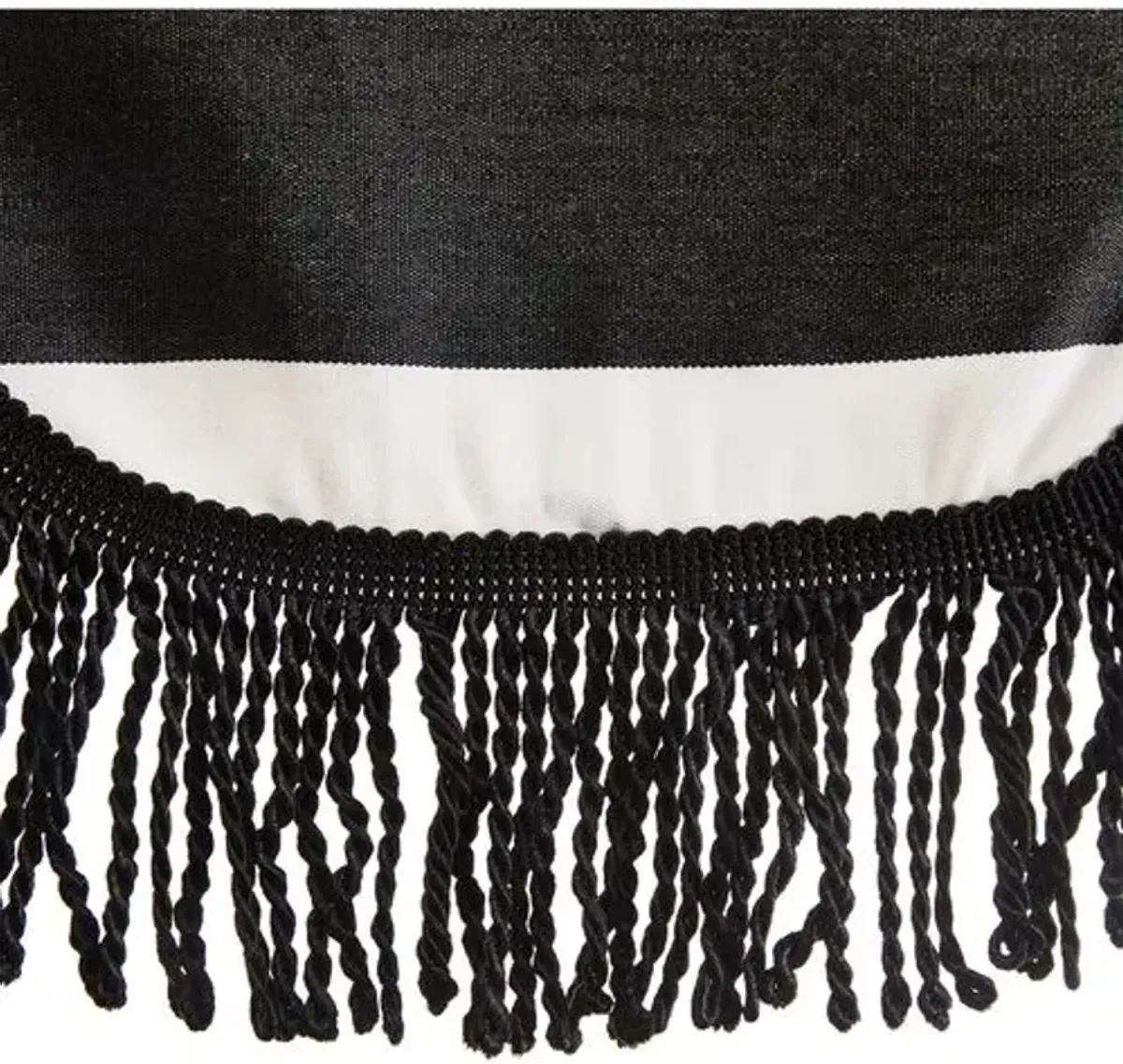 Aya Pagoda Fringe Patio Umbrella - Sunbrella Stripe - White