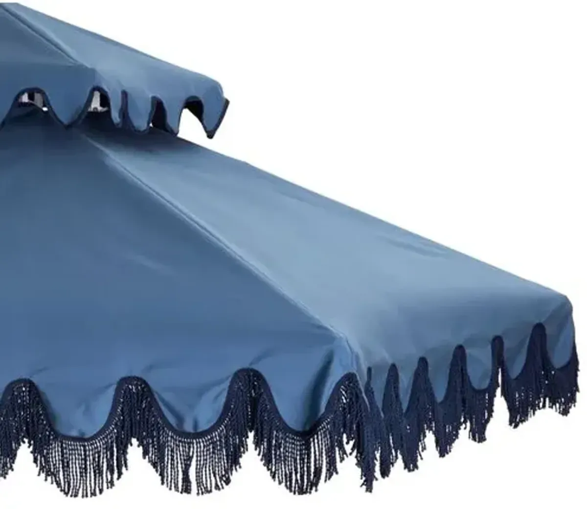 Daiana Two-Tier Fringe Patio Umbrella - Blue/Navy Fringe