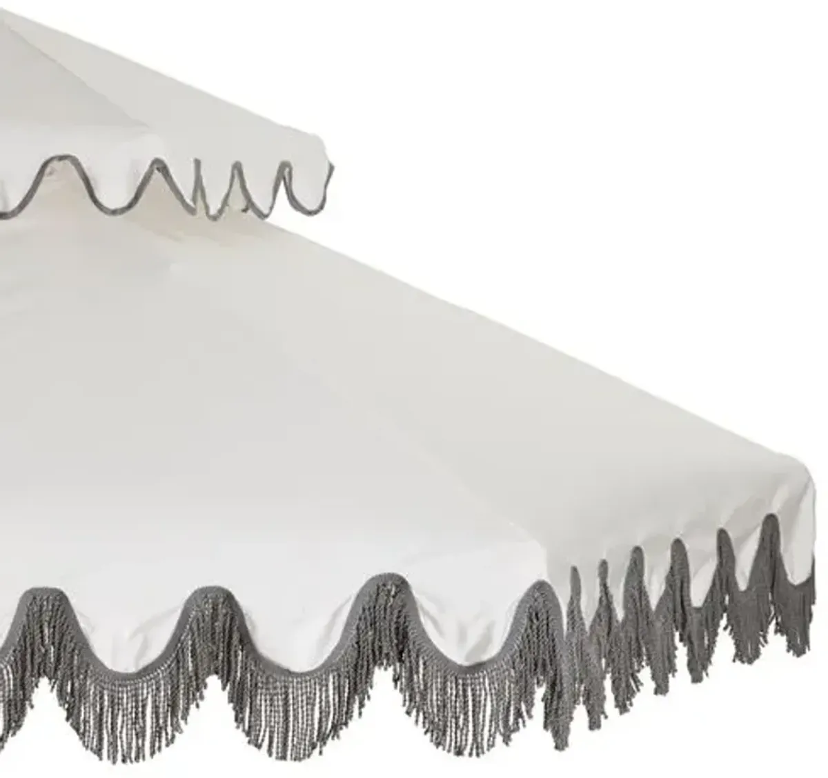 Daiana Two-Tier Fringe Patio Umbrella - White/Gray Fringe