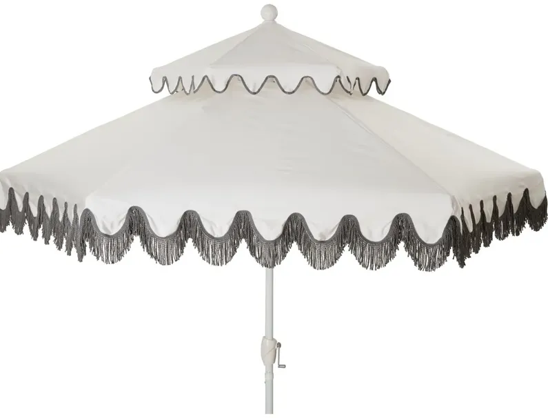 Daiana Fringe Two-Tier Patio Umbrella, Sunbrella