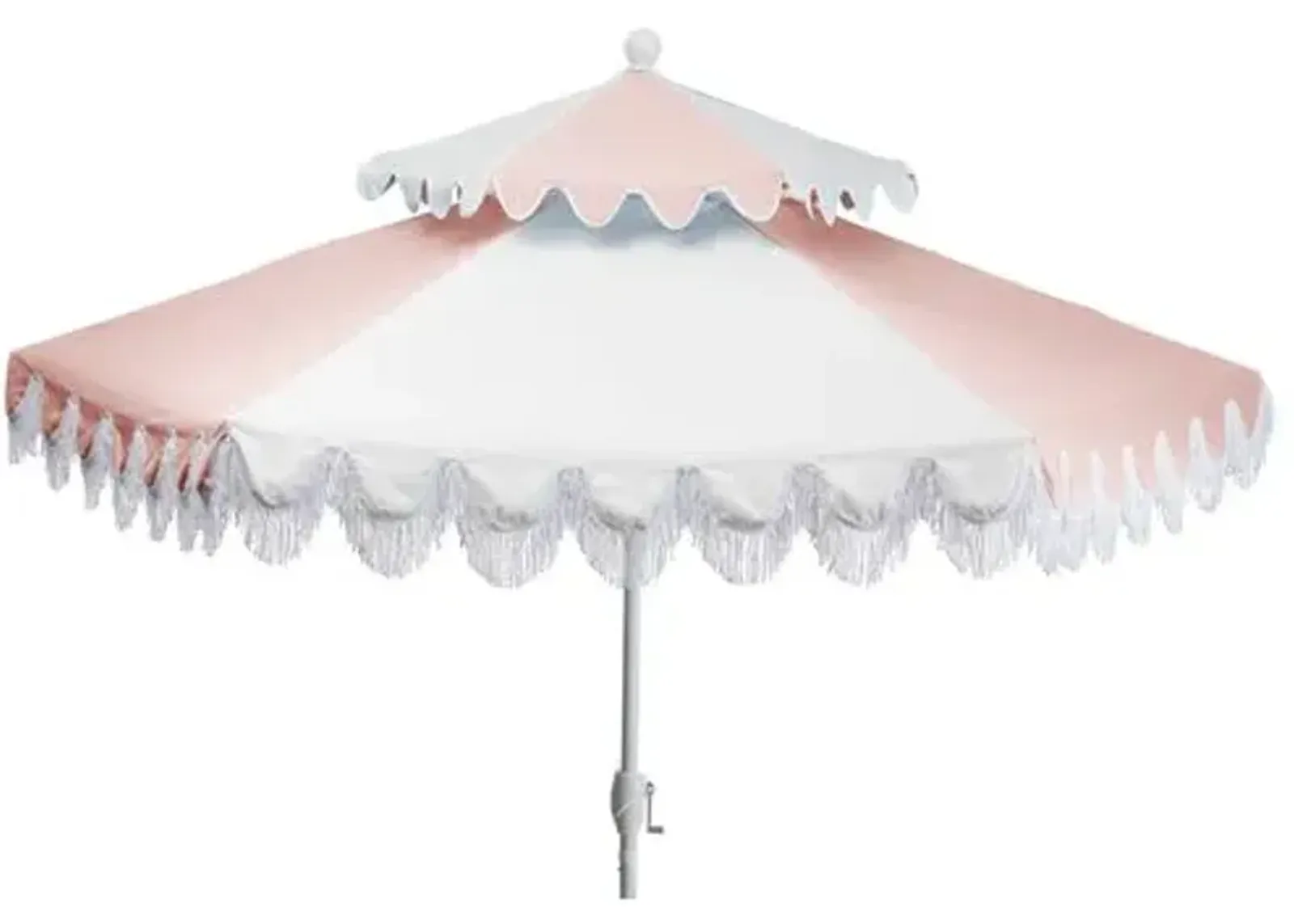 Ginny Two-Tier Patio Umbrella - Blush Pink/White