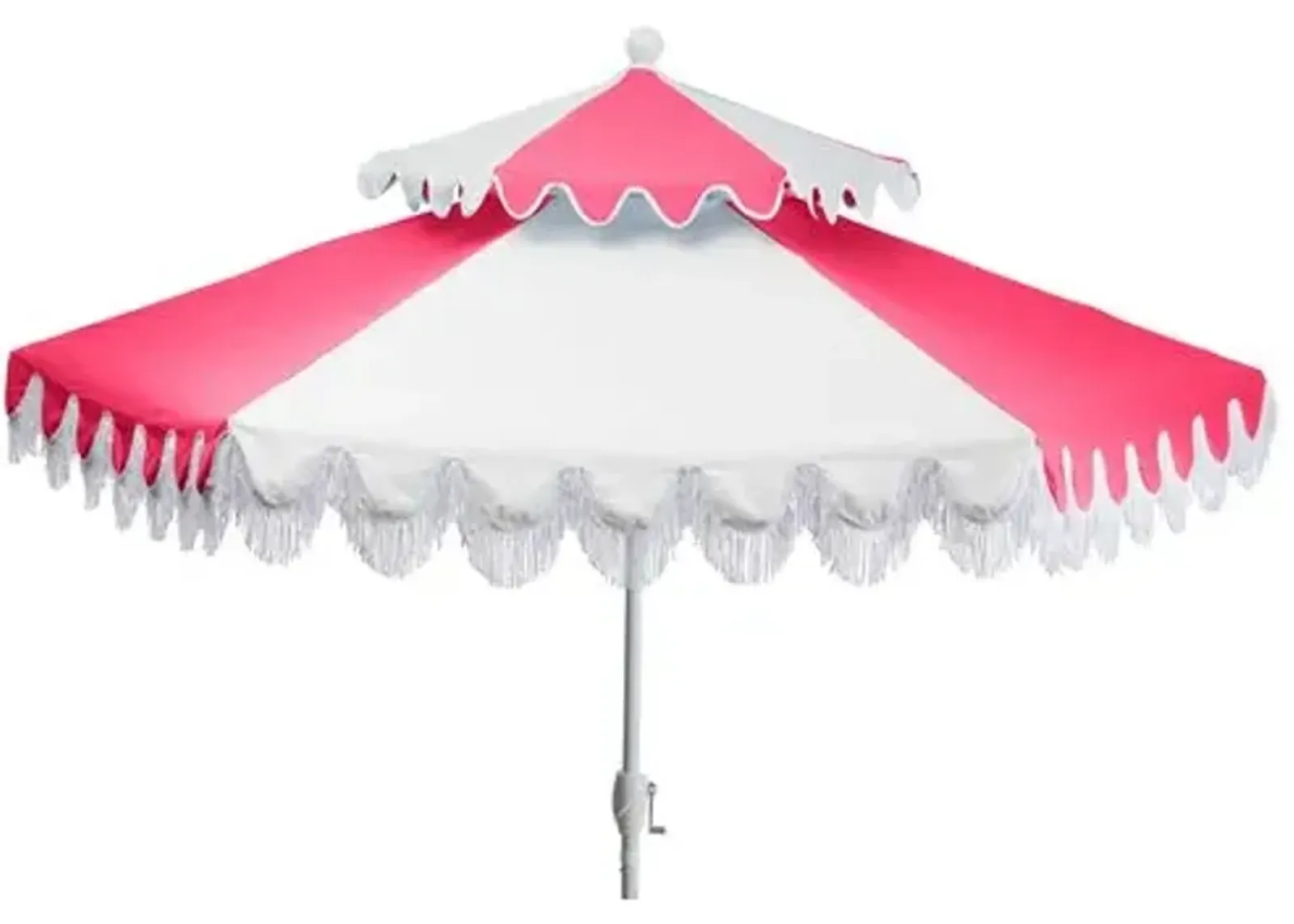 Ginny Two-Tier Patio Umbrella - Hot Pink/White