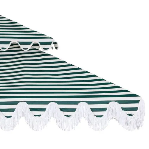 Hannah Two-Tier Square Patio Umbrella - Green/White