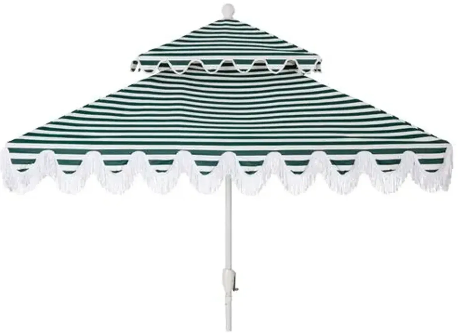 Hannah Two-Tier Square Patio Umbrella - Green/White