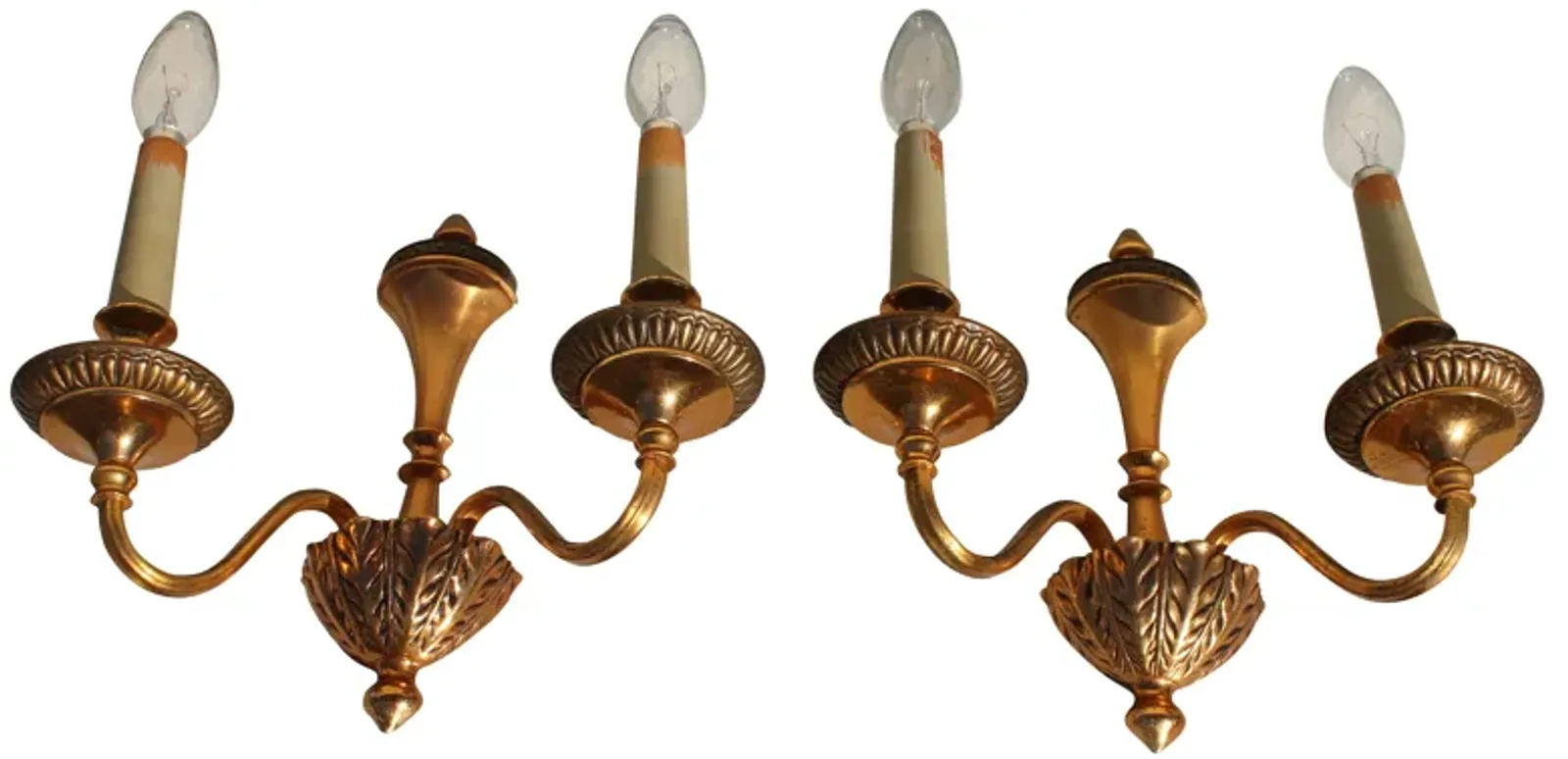 Neoclassic style Pair Giltmetal Sconces - Something Vintage - Gold