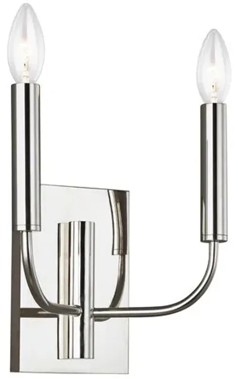 Visual Comfort - Brianna 2-Light Sconce - Polished Nickel - Silver