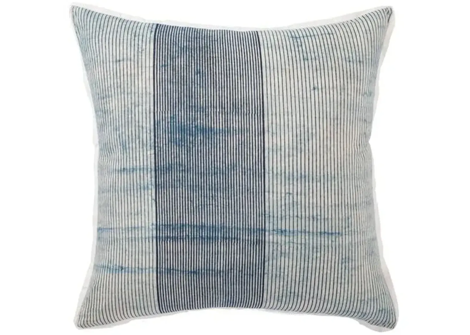 Alicia 22x22 Pillow - White/Indigo Stripe - Handcrafted