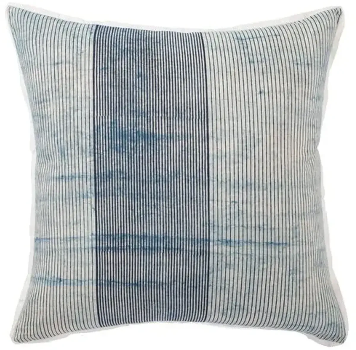 Alicia 22x22 Pillow - White/Indigo Stripe - Handcrafted