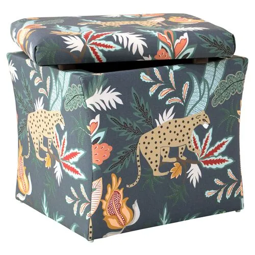 Maria Storage Ottoman - Safari - Handcrafted - Blue