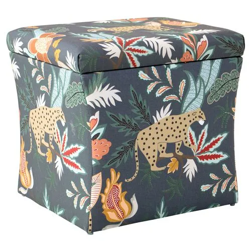 Maria Storage Ottoman - Safari - Handcrafted - Blue