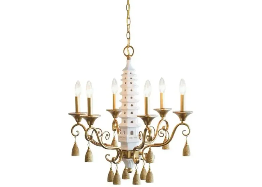 Port 68 - Pagoda 6-Light Chandelier - Gold/White