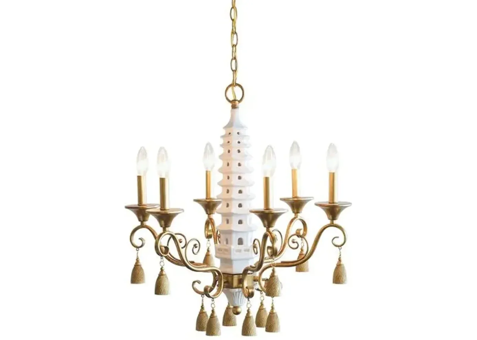 Port 68 - Pagoda 6-Light Chandelier - Gold/White