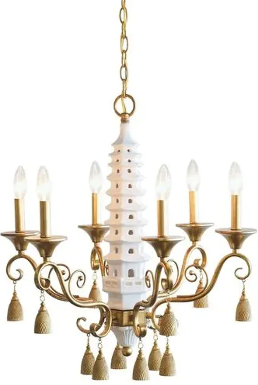 Port 68 - Pagoda 6-Light Chandelier - Gold/White